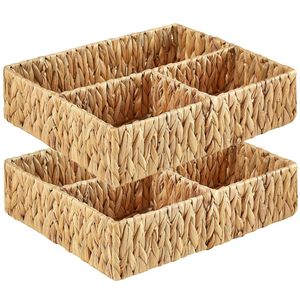 Kitchen <b>Storage</b> <b>Tray</b> Handmade Woven Natural Water Hyacinth Organizer for Countertop and Pantry Decorative <b>Trays</b> - Product Image 4