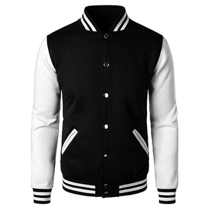 เสื้อแจ็คเก็ตเบสบอลผู้ชาย คอโอ ทรงลำลอง ผ้าขนสัตว์ 100% พร้อมผ้าทอระบายอากาศ ลายเบาบาง มีฮู้ด ติดกระดุมแบบ Letterman - Product Image 1