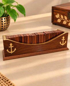 Juego de Fichas de Dominó de Madera de Palisandro con Piezas de Latón para Actividades de Ocio, Reuniones Familiares, Eventos Sociales y Juegos de Mesa - Product Image 3