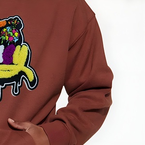 Sudadera con Capucha Oversize de Algodón y Felpa con Estampado de Graffiti Marrón, Estilo Urbano, Personalizable OEM ODM - Product Image 2