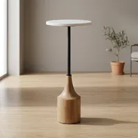 Table basse ronde moderne avec plateau en marbre et structure en fer, table d'appoint décorative pour salon