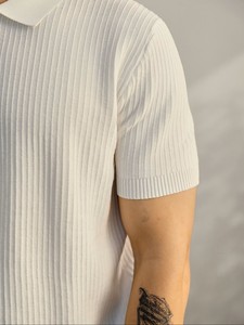 <b>Old</b> Money Style Solid Textured Knit Lapel <b>Short</b>-Sleeve Smart Casual Men's Summer Breathable Quick Dry Viscose/Cotton 220g Shirt - Product Image 6