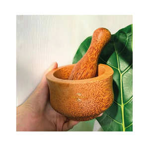 Mortier et pilon en bois de coco faits à la main, écologiques, broyeur d'épices naturel pour la vente en gros mondiale - Product Image 5