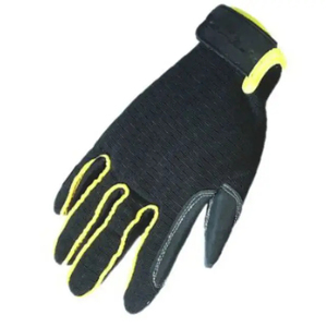 Full Finger Safety Gloves <b>Black</b> Yellow Trim Non-Slip Waterproof Breathable Outdoor Use Men Buckle Closure Polyester Material <b>All</b> - Product Image 3