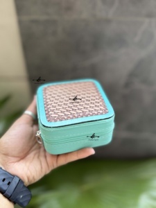 Latest Designer Hand Tooled Leather Travel Jewelry Organizer Compact <b>Case</b> Turquoise Color Accessory Holder Gift Storage - Product Image 4