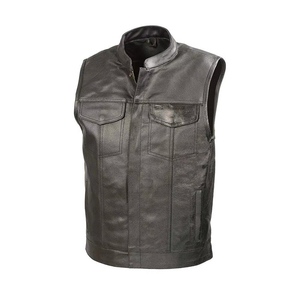<b>Men</b> <b>Leather</b> <b>Vest</b> Custom Fashion Waistcoat <b>Leather</b> Style Material Durable Stitching Zip Front Comfortable Fit Streetwear OEM - Product Image 3