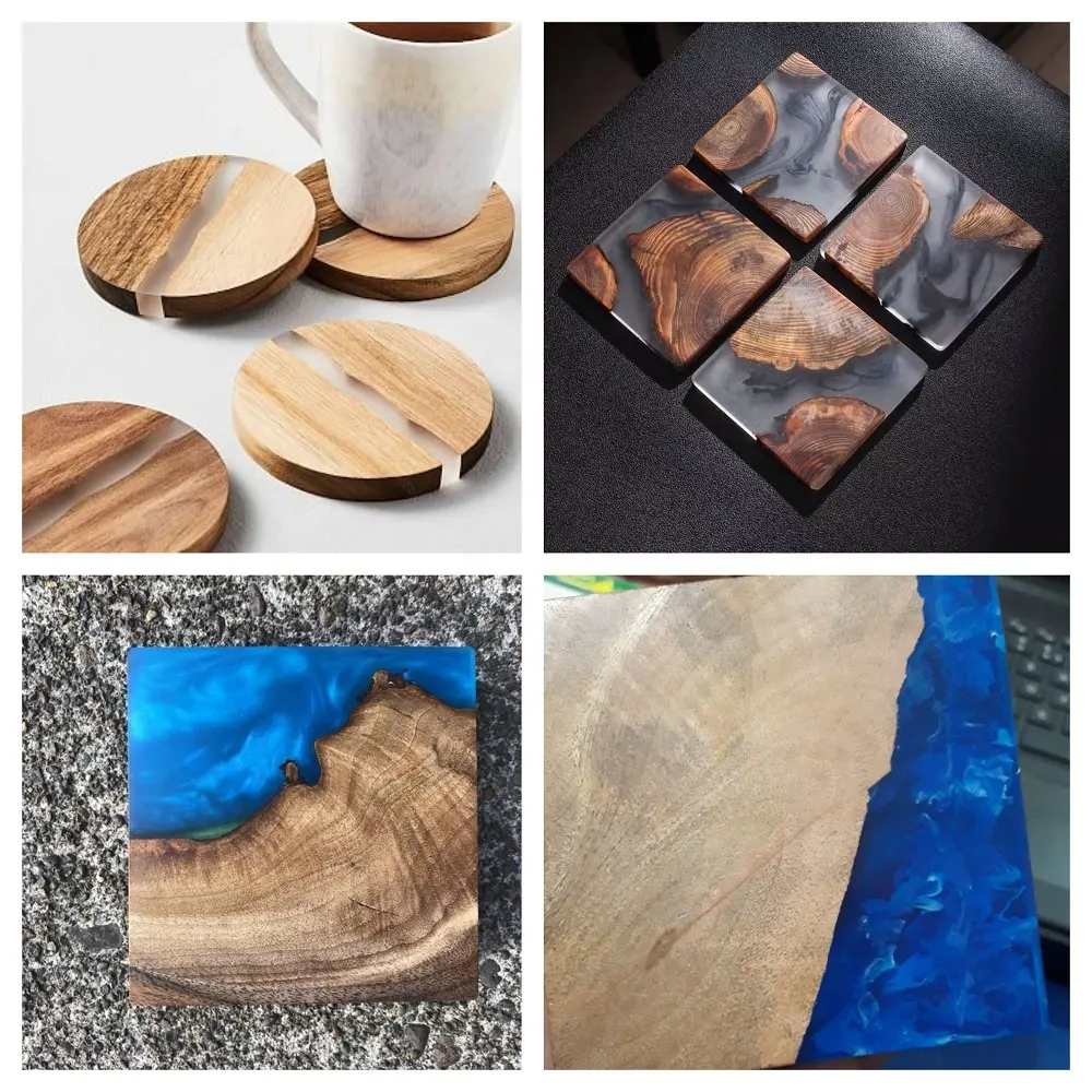 2021 सबसे अच्छा बेच लकड़ी के लिए Epoxy राल नदी Coasters रचनात्मक पीने Coasters कप मैट पेय कोस्टर प्लेटें