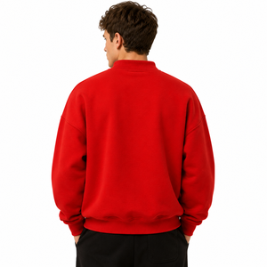 Mock Neck Sweatshirt with Custom Chenille Letter Embroidery <b>For</b> <b>Men</b> 100% Cotton Fleece <b>Pullover</b> <b>Mens</b> Mock Neck Sweatshirt - Product Image 2