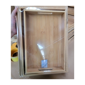 TOPGRADE Wooden Tray For Unique Geometric Texture Tableware And Industrial Food Catering Service Units Wholesale Cargo - Product Image 3