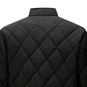 IMPROVEMENTS SPORTS Men's Black Quilted Winter <b>Jacket</b> Stand Collar Zipper Closure <b>Fleece</b> <b>Lined</b> Casual Style Windproof Polyester - Product Image 2