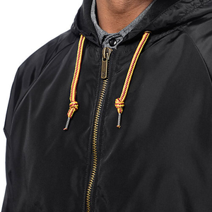 Veste coupe-vent à capuche noire pour homme, fermeture éclair, style décontracté, vêtement d'automne, en polyester, coupe régulière - Product Image 5