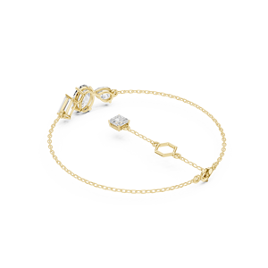 Bracelet en diamants multi-formes en or rose massif 9K 10K 14K 18K avec diamants CVD de laboratoire VVS DEF, tailles ovale, poire et émeraude, trois pierres - Product Image 4