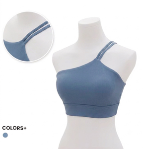Custom Logo Ribbed <b>One</b> Shoulder Sports Bra High Impact Sexy Backless Yoga Crop <b>Top</b> Women Seamless Gym Fitness Activewear - Product Image 1