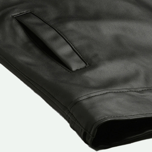 Nouvelle arrivée : veste en cuir pour homme avec col montant et logo sur le devant, streetwear de haute qualité pour unisexe, service OEM disponible - Product Image 6