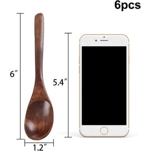 Set di 6 Cucchiai in Legno da 6 Pollici per Caffè, Tè, Miele, Marmellata, Sali da Bagno e Altri Usi - Product Image 3