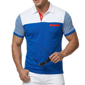 Wholesale Custom <b>Men's</b> Short Sleeve Polo <b>Shirts</b> Striped Sleeve Color Block Knitted Slim Fit Breathable Golf Polo <b>Shirts</b> For <b>Men</b> - Product Image 6