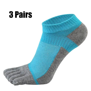 3 Pairs Ankle <b>Socks</b> 5 Toe Breathable Knitted Gray White For <b>Running</b> Adults - Product Image 5