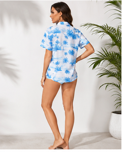 <b>Women</b> Wholesale Custom Hawaii Beach <b>Shirts</b> <b>Tropical</b> Printed Button Down Short Sleeve Loose Holiday Casual Summer Beachwear - Product Image 5