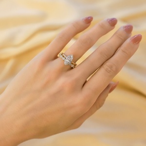 Vintage 1.74 CT Marquise Lab Diamond <b>Ring</b> Set 14K Solid Gold High Carat Marquise Solitaire Engagement <b>Ring</b> - Product Image 1