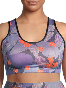 Women Plus Size Heat-Transfer Printed High Support Breathable Spandex/Nylon Racerback Sports <b>Bra</b> for Running Yoga Fitness - Product Image 1