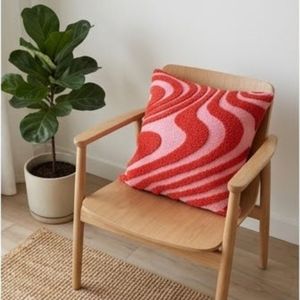 Housse de coussin carrée en chenille géométrique abstraite moderne de qualité supérieure, tricotée à la main, rouge rose, décoration intérieure, en vente - Product Image 5