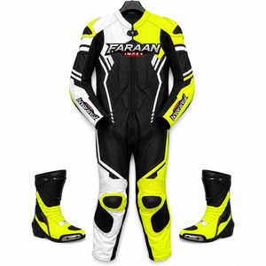 Combinaison de course moto unisexe personnalisée pour adulte, manches longues, cuir 220g, noir, service OEM - Product Image 1