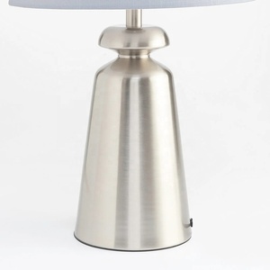 Imperial Bell Metal Table <b>Lamp</b> with Brushed Nickel Finish Linen Shade Durable Iron Base Soft Ambient Lighting Accent - Product Image 5