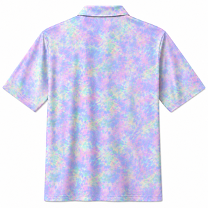 Polo de Manga Corta con Estampado Tie-Dye para Hombre, Corte Regular, Diseño Casual con Patrones, Colores Pastel, 92% Poliéster, 8% Elastano, Artículo de Moda - Product Image 3