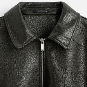 Veste en cuir véritable noir personnalisée de haute qualité pour hommes en faux cuir gaufré dans le Style Streetwear imperméable respirant - Product Image 3