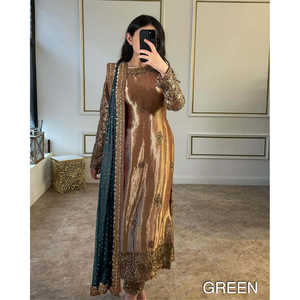 Conjunto de Top, Pantalón y Dupatta Morado para Mujer, Talla M, Diseño JD, para Fiestas - Product Image 6