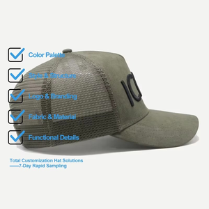 ผู้ผลิต OEM หมวกแก๊ป 5 ชิ้นแบบ Snapback ผ้า Suede ปักลายนูน 3 มิติ  รับทำตามสั่ง MOQ ต่ำ คุณภาพสูง ปักลายอย่างดี - Product Image 3