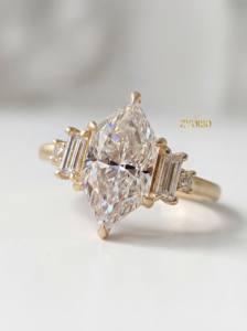 Bague en diamant de qualité supérieure, taille marquise, clarté VVS, cultivé en laboratoire, or 14K 18K, tendance, pour fiançailles, mariage, fête, cadeau - Product Image 2