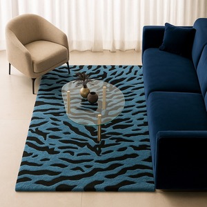 Alfombra de lujo de primera calidad con diseño de piel de guepardo azul y negro, lavable, para decoración del hogar, sala de estar, picnic - Product Image 2