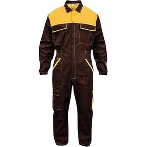 Combinaison de travail pour homme, manches longues, marron jaune, fermeture éclair intégrale, plusieurs poches, anti-poussière, uniforme en coton - Product Image 1