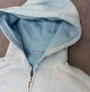 Sudadera con capucha y cremallera para hombre, estilo tie-dye, oversize, de algodón French Terry, manga regular, informal, para otoño - Product Image 6