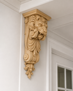 Ménsula de Pared de Madera Maciza con Talla Detallada de León Soporte de Alta Resistencia para Molduras Rústicas y Clásicas con Patrón de León - Product Image 4