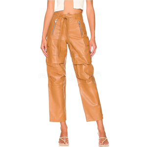 High Quality 100% Genuine Leather Women's Pants Custom Design & Logo Hot Sale Leather Trouser Sheep <b>Skin</b> Pants Whole Sale Price - Product Image 6