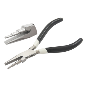 3-<b>Step</b> Concave Stainless Steel Plier 2mm/3mm/5mm Tips 140mm Double PVC Spring Handles for Jewelry Making Crimping Fishing DIY - Product Image 1