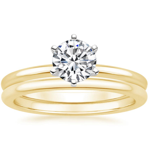 Anillo de Compromiso de Oro Amarillo con Moissanita de Corte Redondo, Certificado IGI, Diamante Cultivado en Laboratorio, Solitario, con Seis Puntas - Product Image 1