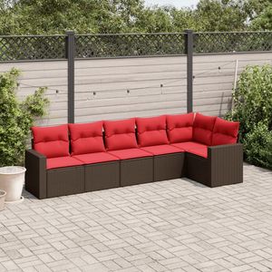 Conjunto de Sofás de Patio de Ratán Sintético Marrón para 6 Personas, Muebles de Exterior Duraderos, Diseño Contemporáneo, Estilo Moderno - Product Image 3