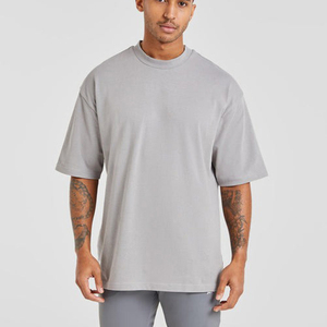 เสื้อยืดโอเวอร์ไซส์ทรงบ็อกซี่สำหรับผู้ชาย 200 กรัม ผ้าฝ้าย 100% ไหล่ตก สวมใส่สบาย ระบายอากาศได้ดี เสื้อยืดเปล่าสำหรับสกรีนลายเอง คุณภาพสูง สตรีทแวร์ รับผลิตแบบ OEM - Product Image 1