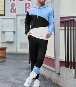 Men's Tracksuit 2 Piece Athletic Color Block Hoodie Sweatpants Casual Joggers Set for Men 100% Cotton 320 GSM OEM Custom Logo - Product Image 5