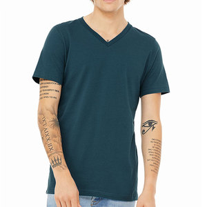 100% Cotton Blank Men's T-Shirts Custom Printing <b>V</b> Neck Breathable Quick Dry Short Sleeve Regular <b>Fit</b> - Product Image 3