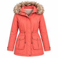 Manteau doublé en polaire pour temps froid, parka d'hiver pour femmes, veste imperméable à capuche, manteau chaud avec rembourrage en coton