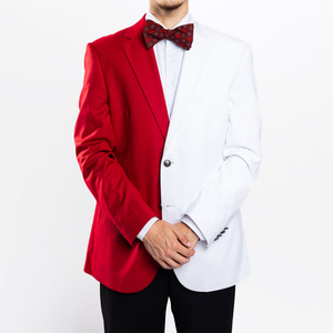 Blazer Premium Unisex de Dos Caras con Cierre de Cremallera, Rojo y Blanco, para Bodas, Fiestas, Novios, Abrigo Formal Ligero, Venta al Por Mayor OEM - Product Image 1