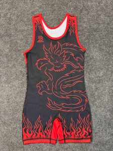BAGGA&SONS Singlet de Lucha Libre para Hombre, Diseño Dragón Rojo, Impresión por Sublimación, Ajustado, Absorbe la Humedad, Secado Rápido, Ropa Deportiva - Product Image 5