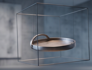 Plateau de service rond en aluminium moulé, doré, avec poignée arquée simple et base texturée, pour présentation alimentaire, idéal pour hôtels et restaurants – Vente directe usine - Product Image 4