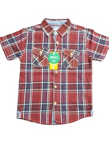 Camisa transpirable con botones de manga corta para niños adultos de satén de algodón 100% informal de vacaciones personalizada - Product Image 4
