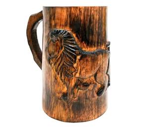 Hand Carved Wooden Eco-Friendly Microwave Safe <b>Beer</b> Mug Engraved Rustic Tankard Lid Coffee Tea Home Bar Restaurant Gift - Product Image 1
