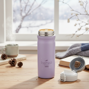 Hot Selling Modern 12Oz/380ml SUS 304 Tumbler Porcelain Liner <b>Double</b> <b>Wall</b> Insulated Vacuum Flask with Flip Lid for Coffee Tea - Product Image 1